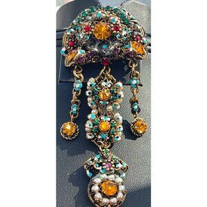 Marked Made in Western Germany Art Deco Austro Hungarian Style Topaz Pearl Multi